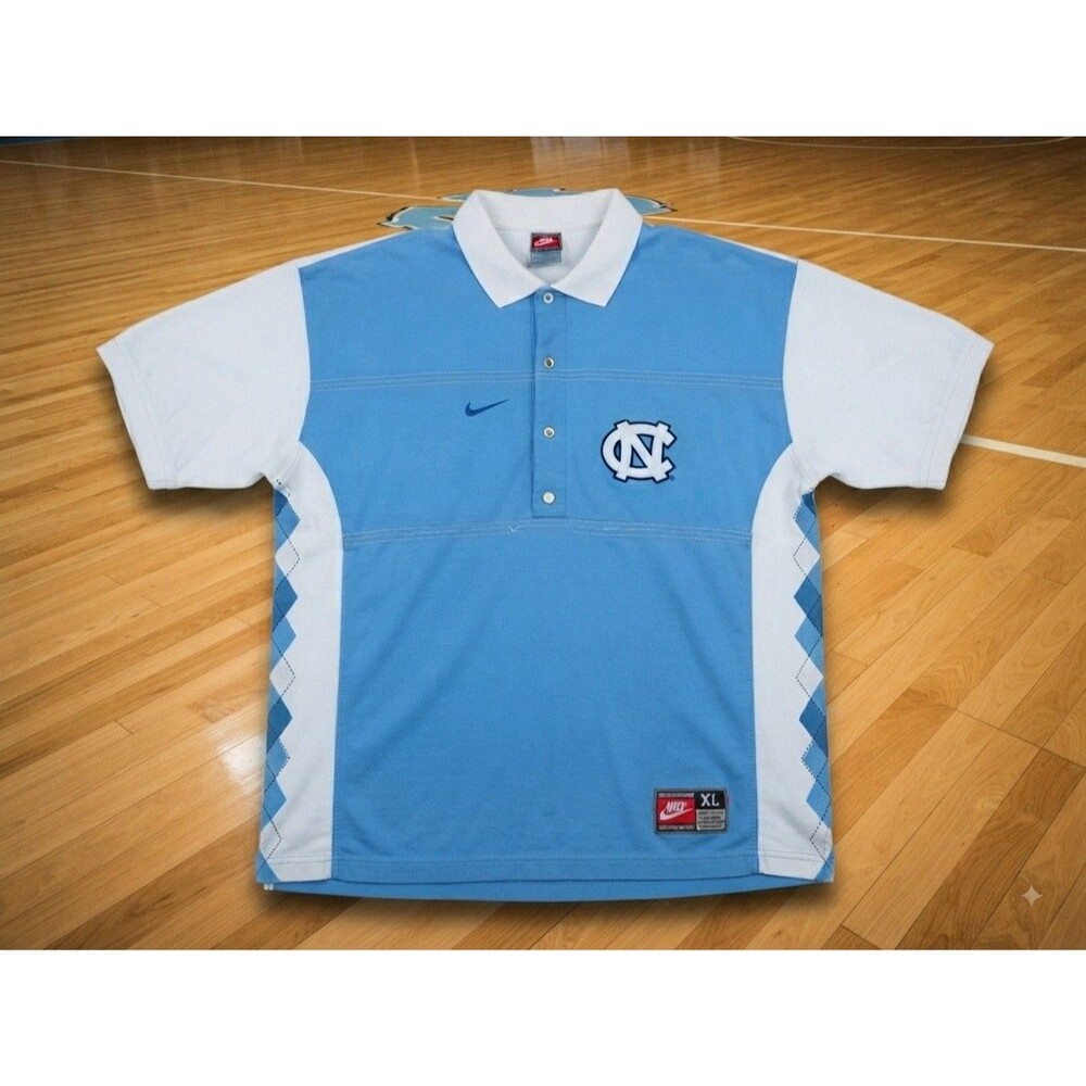 Vintage 90S Nike Team Sport UNC Tar Heels Polo Men’s XL Carolina Blue And argyle